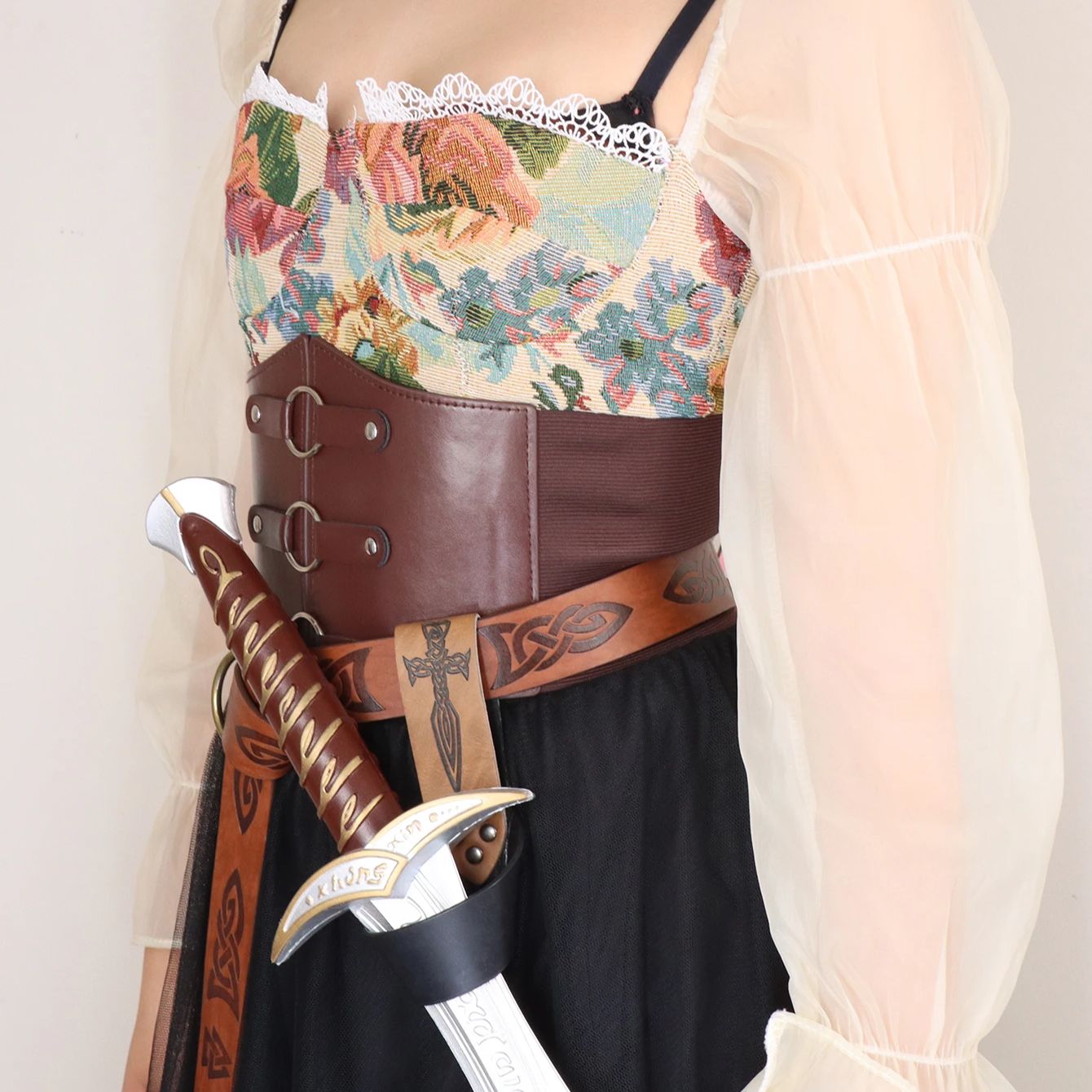 1pc Medieval PU Leather Sword  - Outdoor Hunting Tv ulasan dan harga